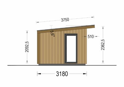 Gartenhaus EVELIN (34 mm + Holzverschalung), 4x3 m, 12 m²