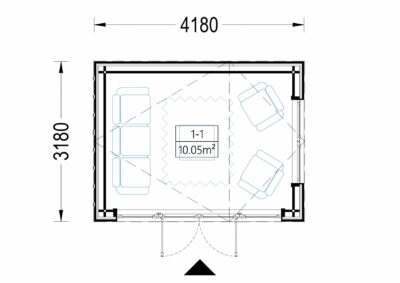 Premium Gartenhaus TONIA (34 mm + Holzverschalung), 4x3 m, 12 m²