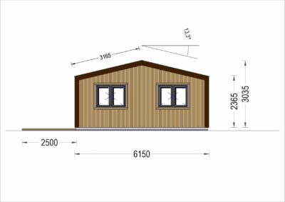 Holzhaus NICOLE M (44 mm + Holzverschalung), 12.7x6.2 m, 78 m²