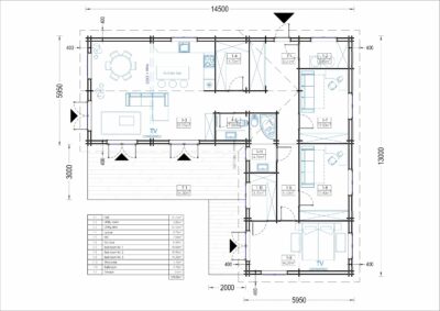 Blockbohlenhaus PAULA (44+44 mm ), 129 m²