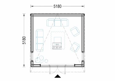 Gartenhaus EVELIN (34 mm + Holzverschalung), 5x5 m, 25 m²