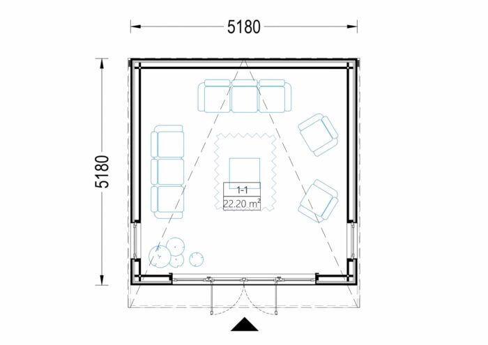 Gartenhaus EVELIN (34 mm + Holzverschalung), 5x5 m, 25 m²