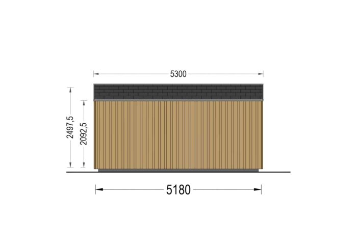 Gartenhaus EVELIN (34 mm + Holzverschalung), 5x5 m, 25 m²