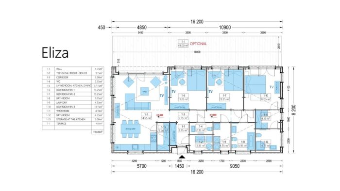 Holzhaus Eliza (44 mm + Holzverschalung), 130 m²