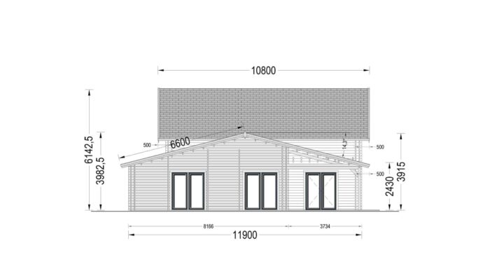 Premium Holzhaus DARLA (44+44 mm), 180 m²