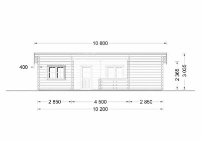 Blockbohlenhaus mit Flachdach UZES (66 mm), 70 m²