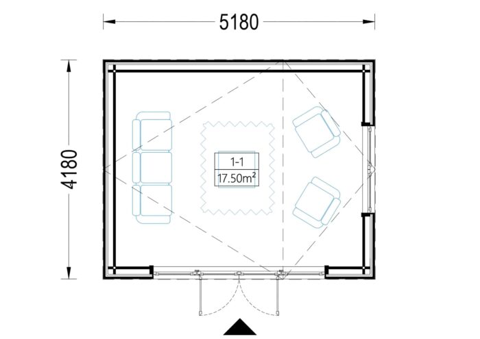 Premium Gartenhaus TONIA (34 mm + Holzverschalung), 5x4 m, 20 m²