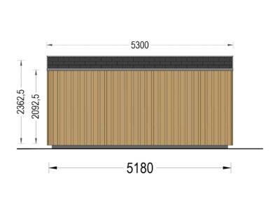 Gartenhaus EVELIN (34 mm + Holzverschalung), 5x3 m, 15 m²