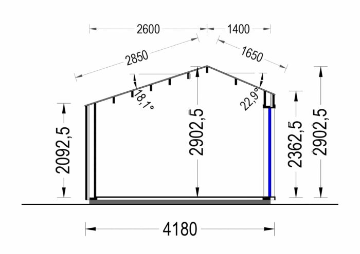 Premium Gartenhaus TONIA (34 mm + Holzverschalung), 4x3 m, 12 m²