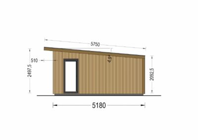 Gartenhaus EVELIN (34 mm + Holzverschalung), 5x5 m, 25 m²