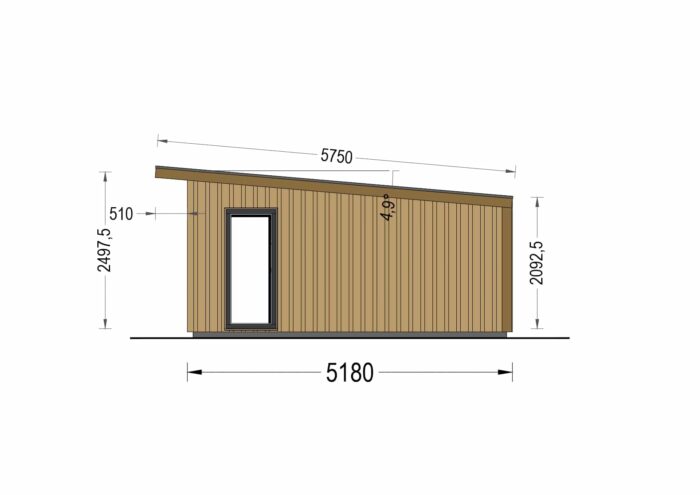 Gartenhaus EVELIN (34 mm + Holzverschalung), 5x5 m, 25 m²