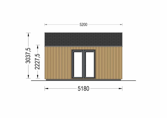 Premium Gartenhaus TONIA (34 mm + Holzverschalung), 5x5 m, 25 m²