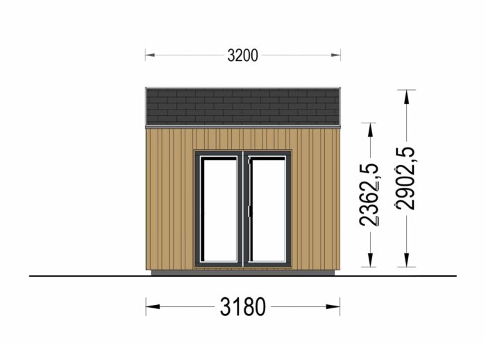 Premium Gartenhaus TONIA (34 mm + Holzverschalung), 4x3 m, 12 m²